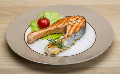 Grilled salmon steak