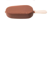 Chocolate ice cream over white background 