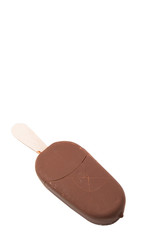 Chocolate ice cream over white background 