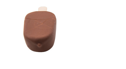 Chocolate ice cream over white background 