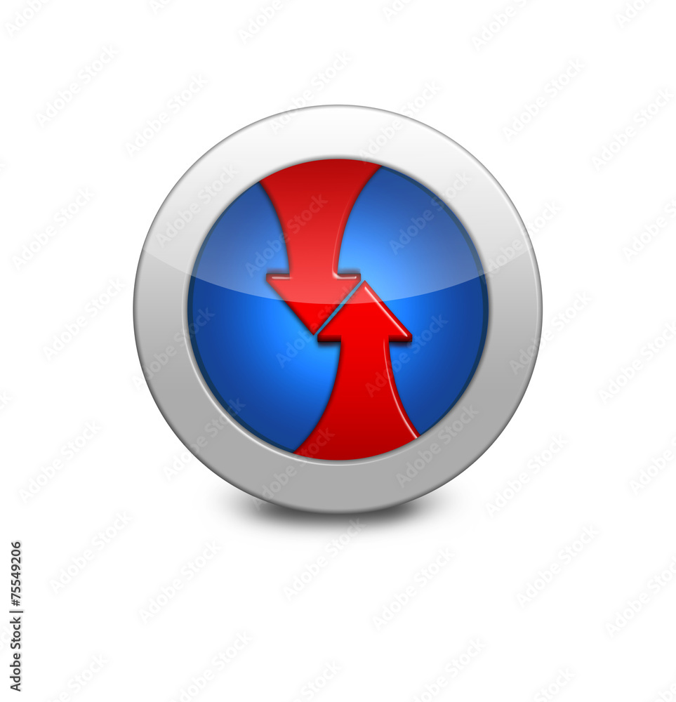 Poster blue button with counter red arrows