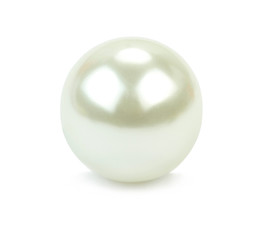 Pearl bead isolated on white background . Macro shot.