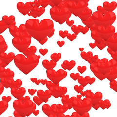 abstract background red hearts on the white