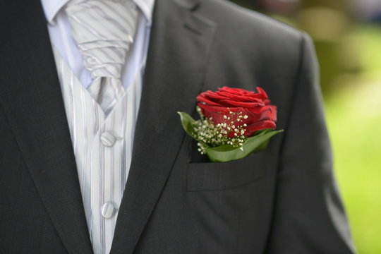 Flower in the pocket of the suit