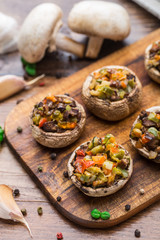 Portobello mushrooms stuffed with vegetables