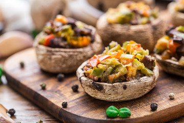 Portobello mushrooms stuffed with vegetables