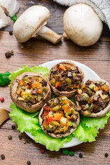 Portobello mushrooms stuffed with vegetables