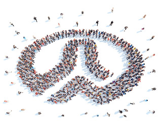 People in the form of an abstract symbol.