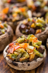 Portobello mushrooms stuffed with vegetables