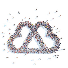 People in the form of an abstract symbol.