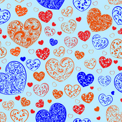 Seamless pattern of hearts