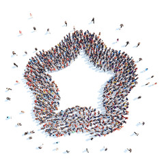 People in the form of an abstract symbol.