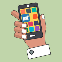 Hand Holding Smartphone with New Message on a Screen