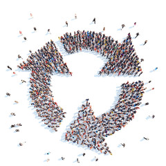 People in the form of arrows.