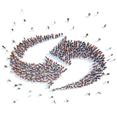 People in the form of arrows.