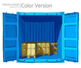Vector illustration of open container with good, Color Series.