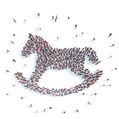 People in the form of a horse.