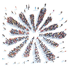 People in the form of an abstract symbol.