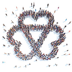 People in the form of an abstract symbol.