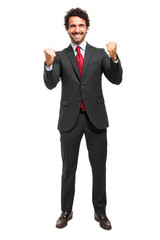 Fototapeta premium Businessman moving his arms in sign on victory