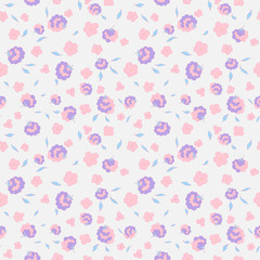 delicate little flowers and leaves seamless pattern