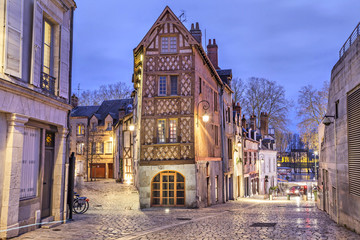Half-timbered house in the center of Orleans