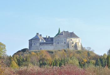 castle at hill with blue sky background