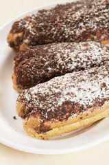 Eclairs with chocolate chips