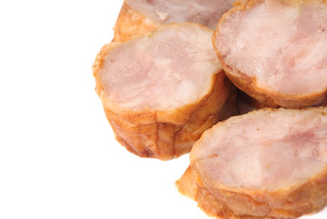 sausage slices on a white background
