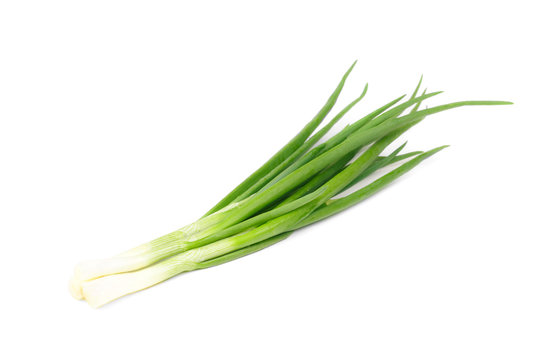 fresh green onions isolated on white