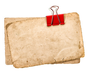 old paper sheets with clip. grunge cardboard texture