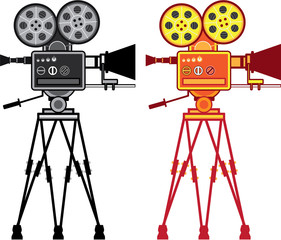 Retro Vintage Video Projector Camera Movie Vector