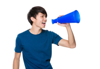 Man scream with megaphone