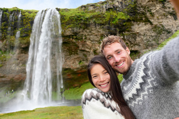 Iceland couple selfie wearing Icelandic sweaters