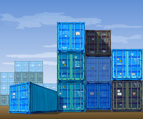 Vector illustration of Containers with background, Color Series