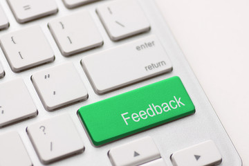 Computer key showing the word Feedback.