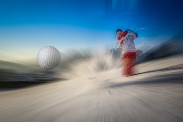Golf, Abschlag im Schnee mit Golfball