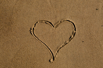 Heart drawn in sand