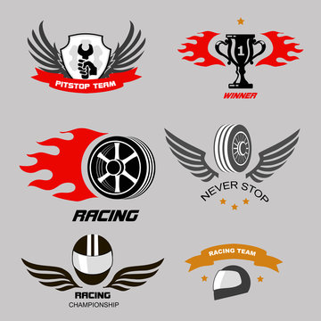 Car racing badges and motorcycle service, Championship logos