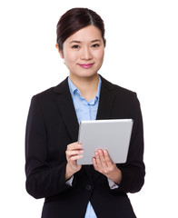 Asian Businesswoman hold with tablet