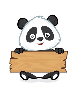 Panda holding a plank of wood