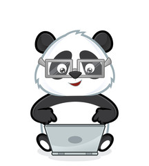 Fototapeta premium Panda with laptop