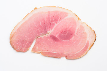 Baked ham slice closeup