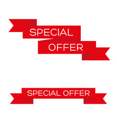 Special offer red ribbon banner icon