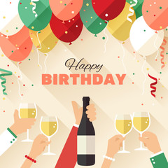 Birthday party. Poster / flyer / greeting card in a flat style