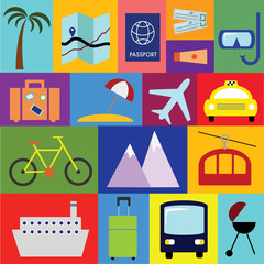 Travel and vacation vector symbols collection