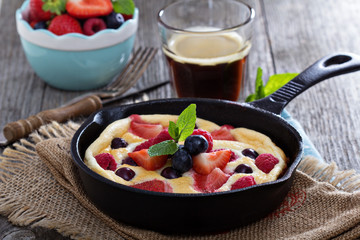 Pancake with berries fluffy and colorful