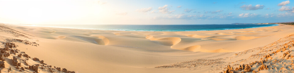 Fototapeta na wymiar Sand dunes in Chaves beach Praia de Chaves in Boavista Cape Ver