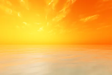 Crédence de cuisine en verre imprimé Ciel soleil dans le ciel orange