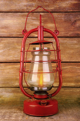 Lantern on wooden background